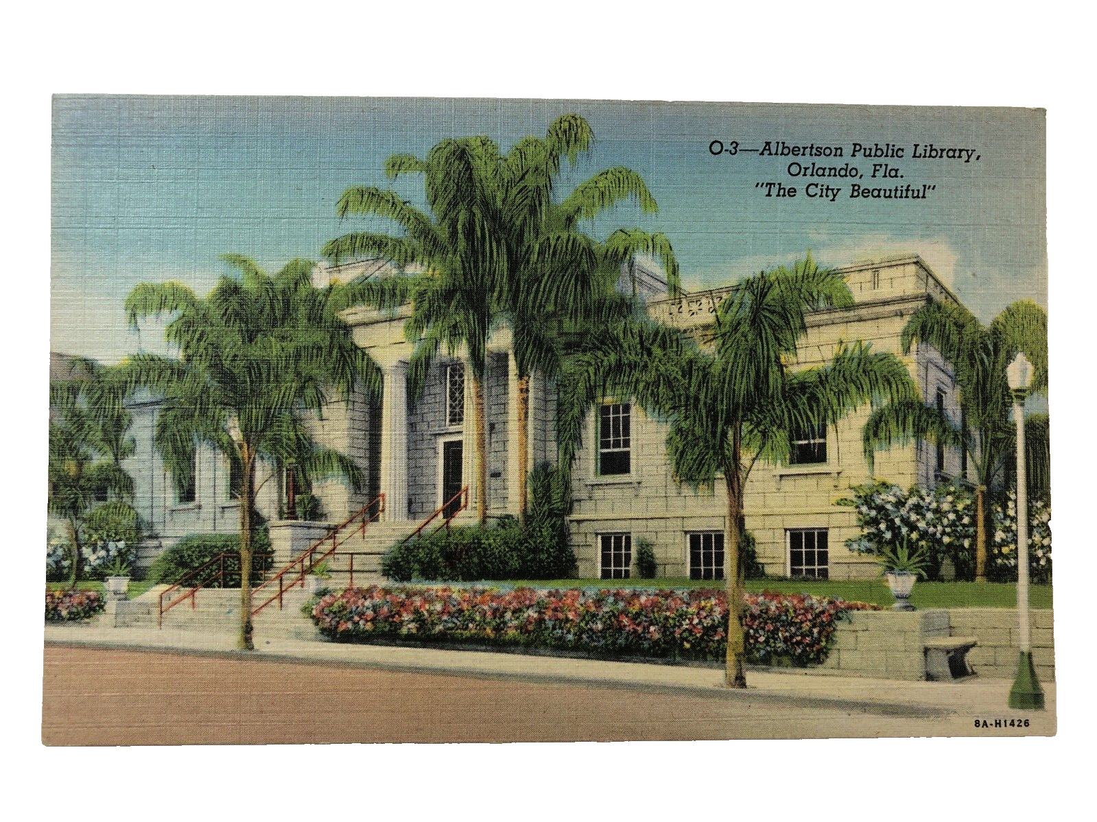 Postcard Albertson Public Library Orlando Florida USA  The City Beautiful