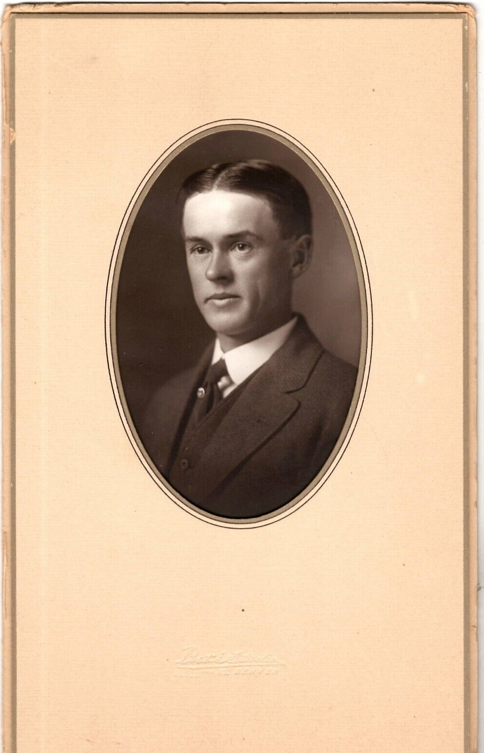 Antique Photo Horton W Cook December 1912 Post's Studio Denver CO Portrait