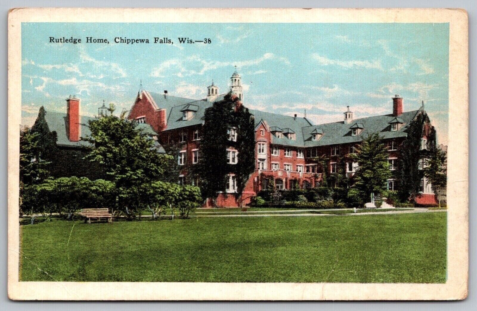Rutledge Home Chippewa Falls Wisconsin Mansion Historic Vintage UNP Postcard
