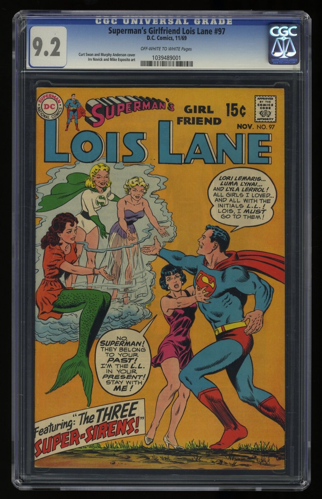 Superman\'s Girl Friend, Lois Lane #97 CGC NM- 9.2 Off White to White DC Comics