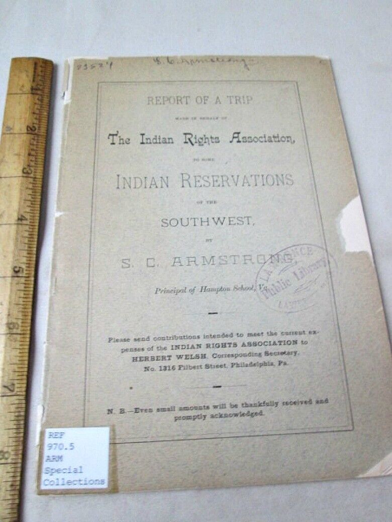 Report,TRIP To NATIVE AMERICAN RESERVATION of SOUTHWEST,1884,S.C.ARMSTRONG