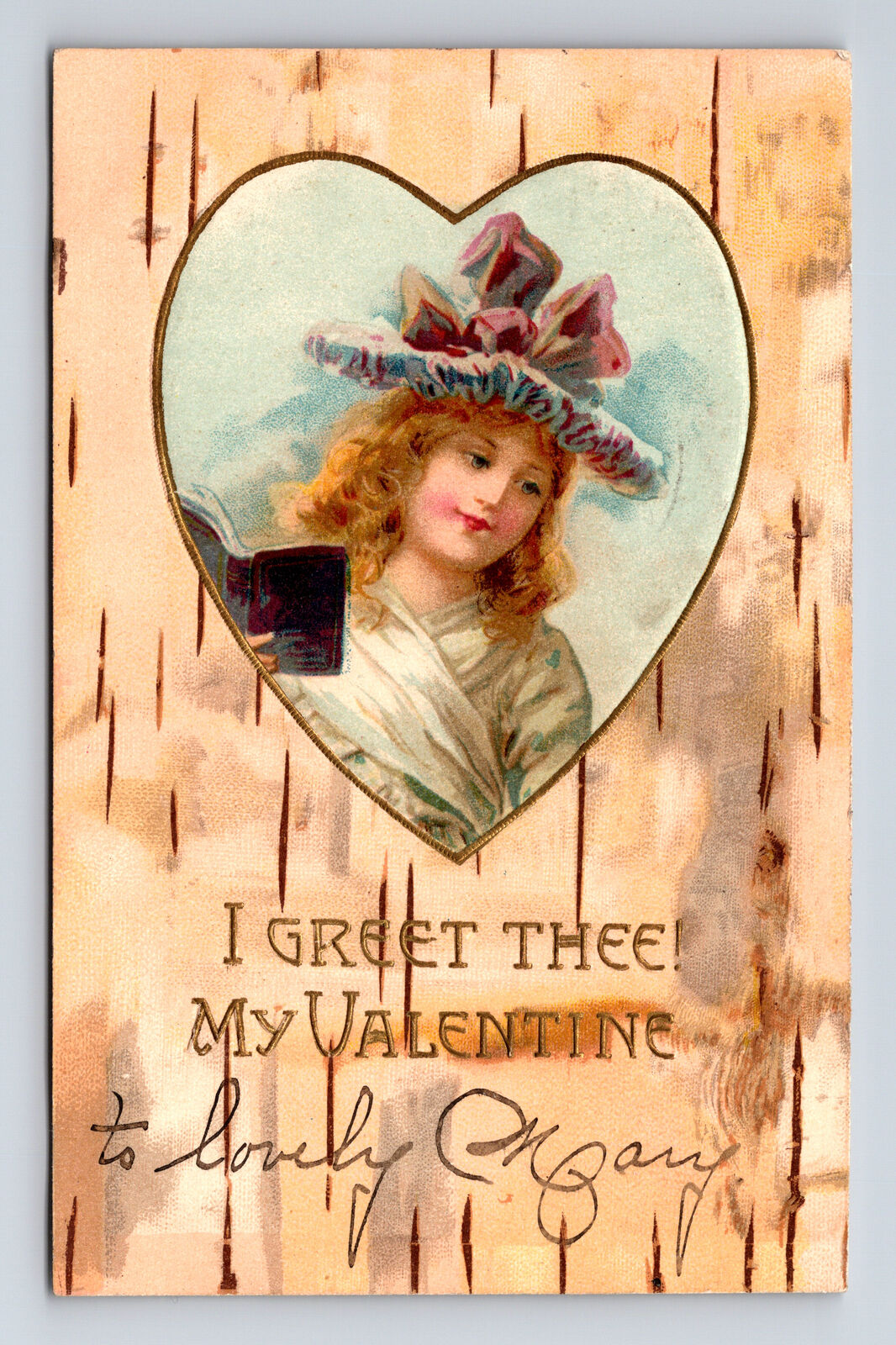 1906 Valentines Day Greeting Lovely Mary Woman Reading Book Oil City PA Postcard