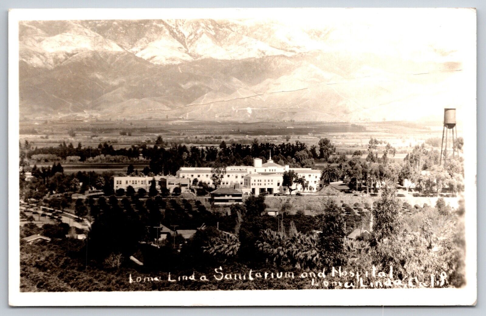 RPPC Panorama Loma Linda Sanitarium Hospital Loma Linda CA 1936 Postcard C16