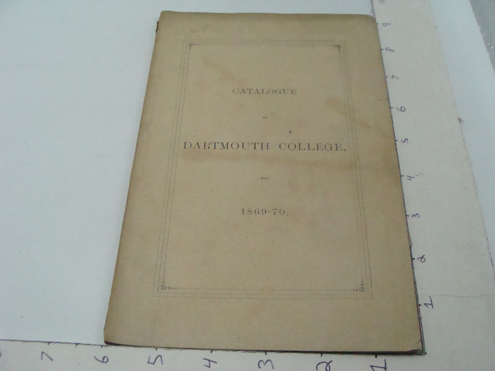 ORIGINAL - DARTMOUTH COLLEGE --1869-70 CATALOG of OFFICERS & STUDENTS 76pgs 
