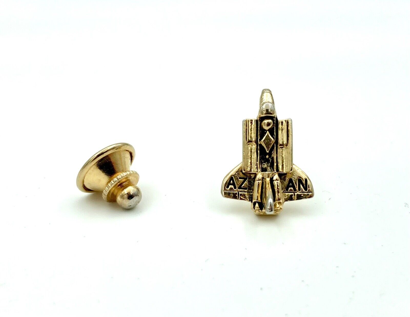 Vintage Downey Signed Lapel Pin - Gold Tone - Space Shuttle Aerospace
