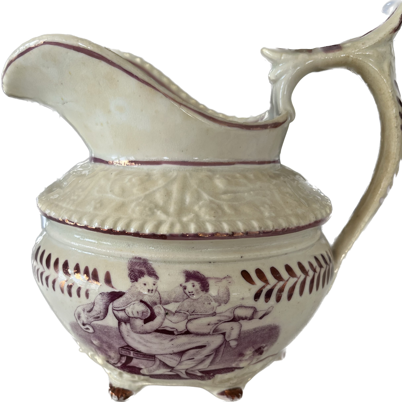 Rare Miles Mason Creamer with transfer printing of Mother and Child in soft pink