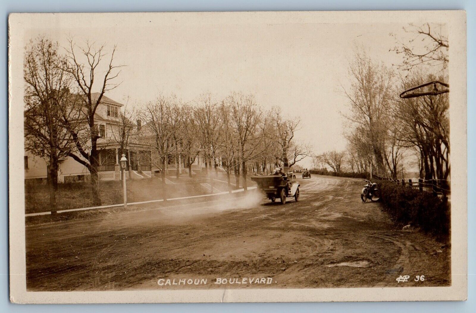 Minneapolis Minnesota MN Postcard RPPC Photo Calhoun Dirt Road Cars c1910\'s