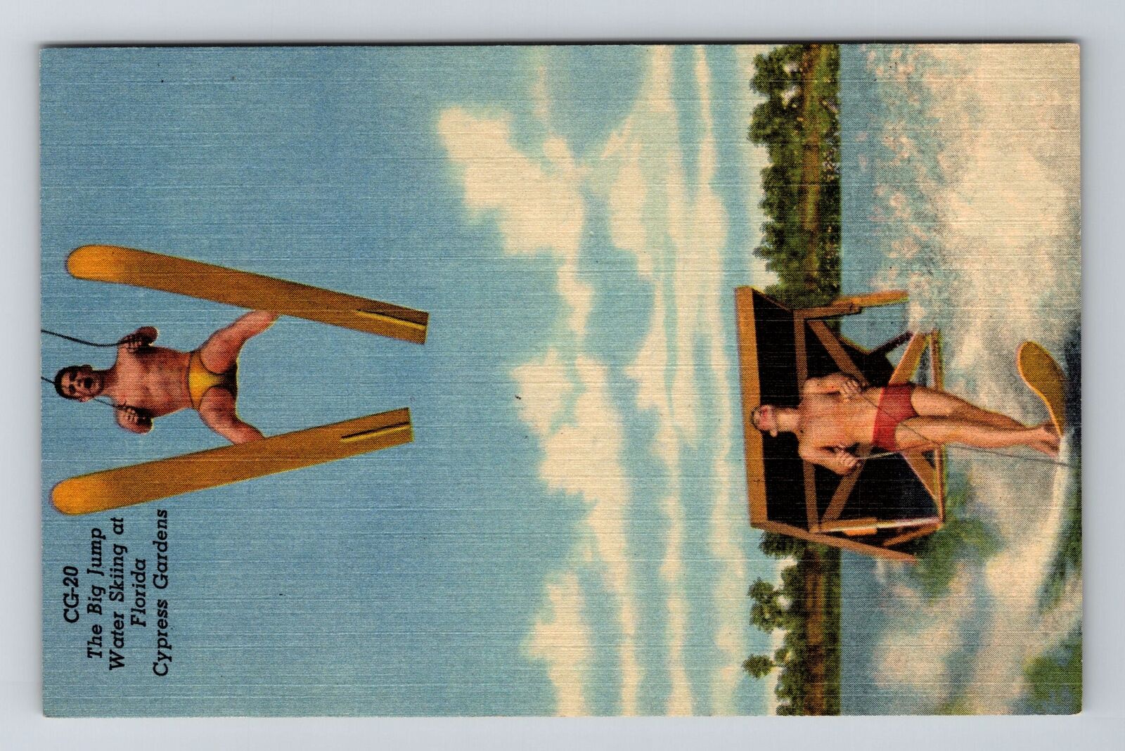 Cypress Gardens FL-Florida, Big Jump Water Skiing, Vintage Postcard