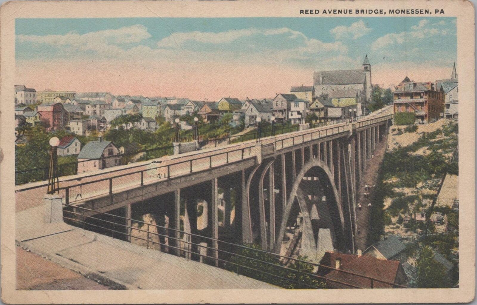 Postcard Reed Avenue Bridge Monessen PA 
