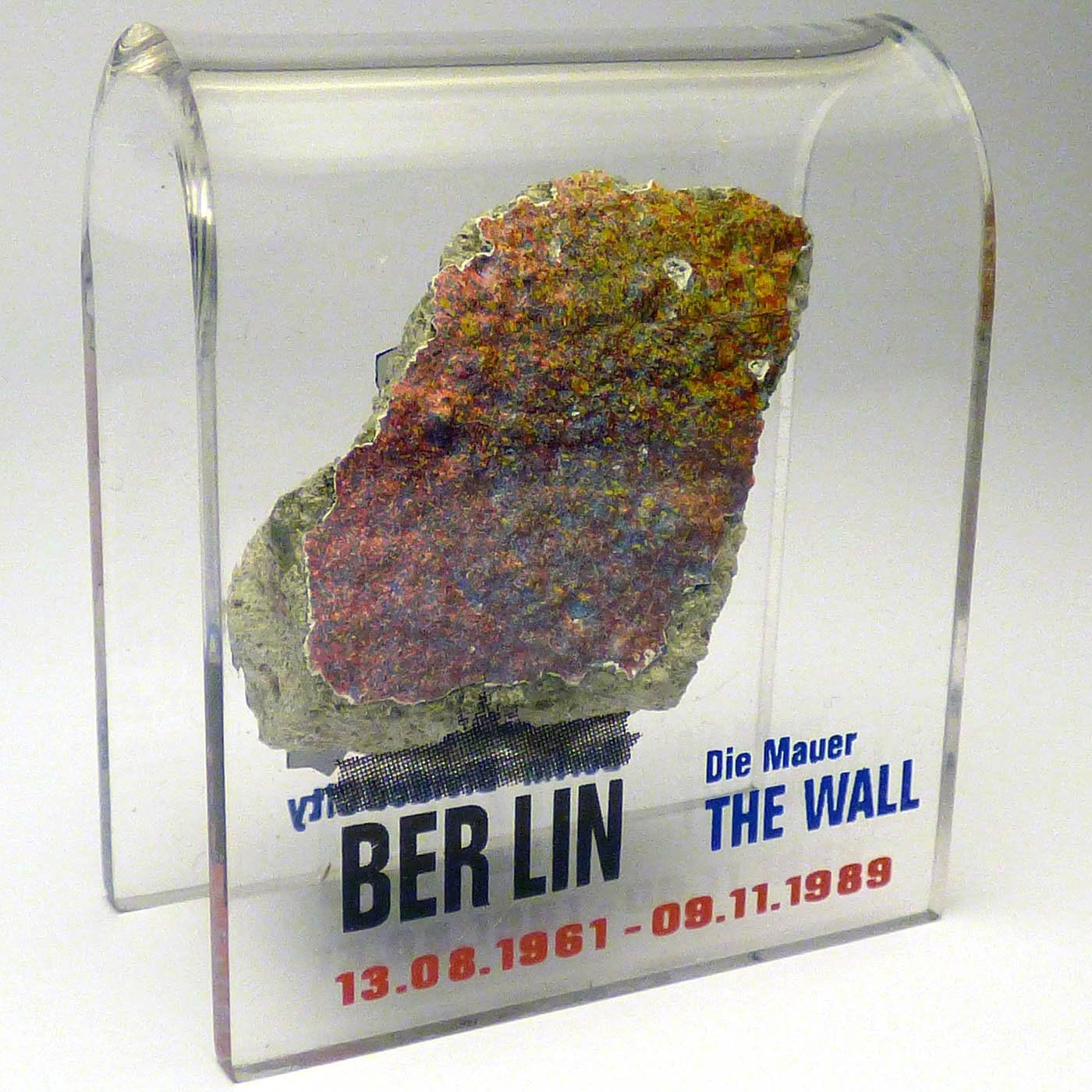 Berlin Wall Souvenir, Authentic Piece in Acrylic Display, 2