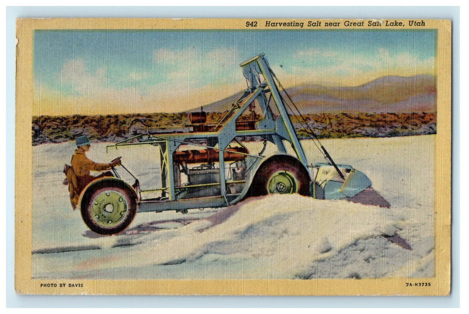 c1920s Tractor Harvesting Salt Near Salt Lake Utah UT Unposted Postcard