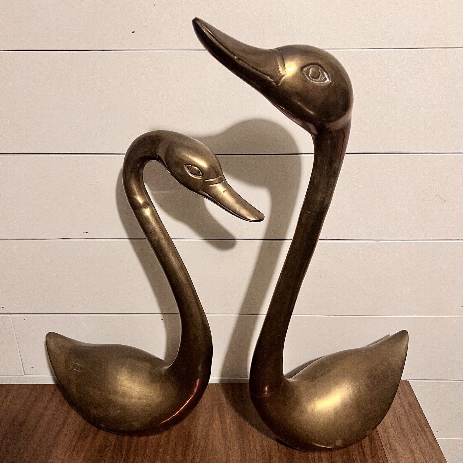 Brass Swan Statues Extra Large Set of 2 Made In Korea 25\