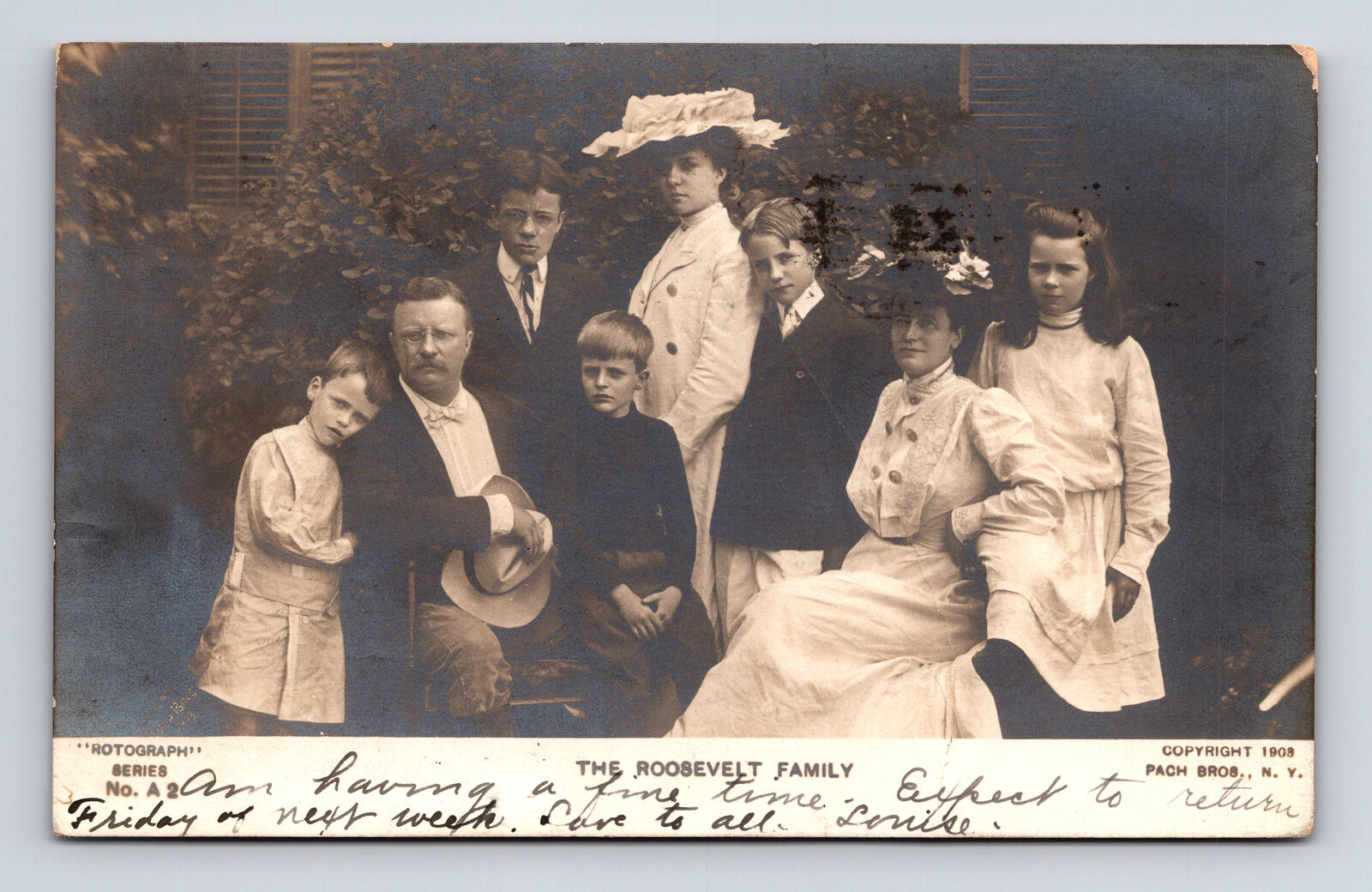 1905 RPPC Theodore Roosevelt Family Pach Bros Studios Rotograph Postcard
