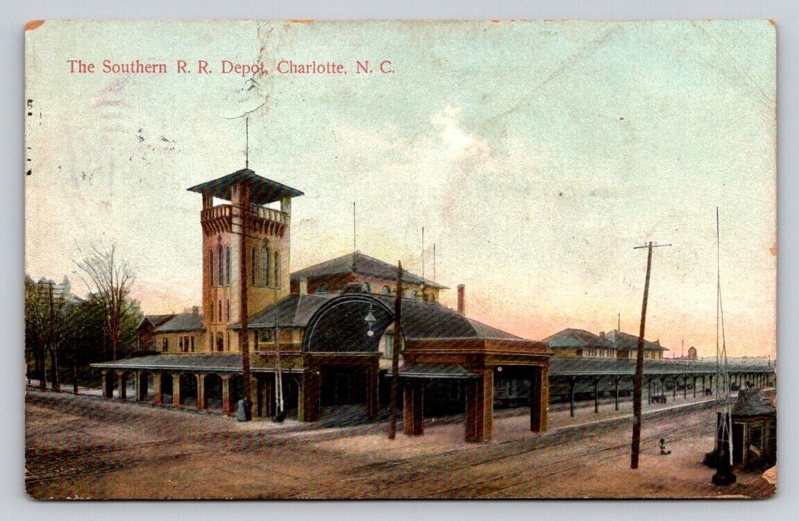 c1910 Southern Railroad Depot Charlotte North Carolina P343A