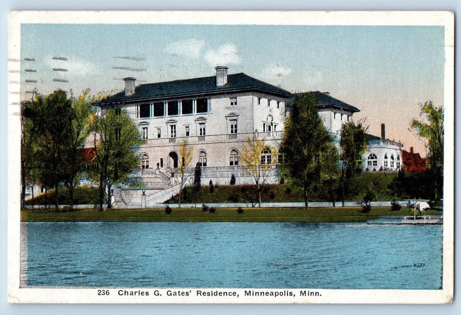 Minneapolis Minnesota MN Postcard Chas G. Gates Residence Kentwood Parkway 1919
