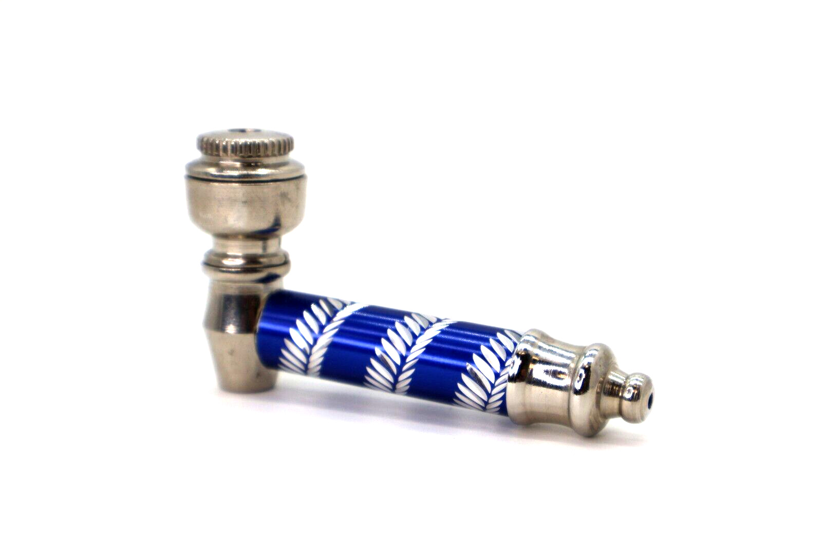 2 SET ORIGINAL BLUE METAL Smoking Pipe w/Lid Tobacco Pipe Metal pipe ALL METAL