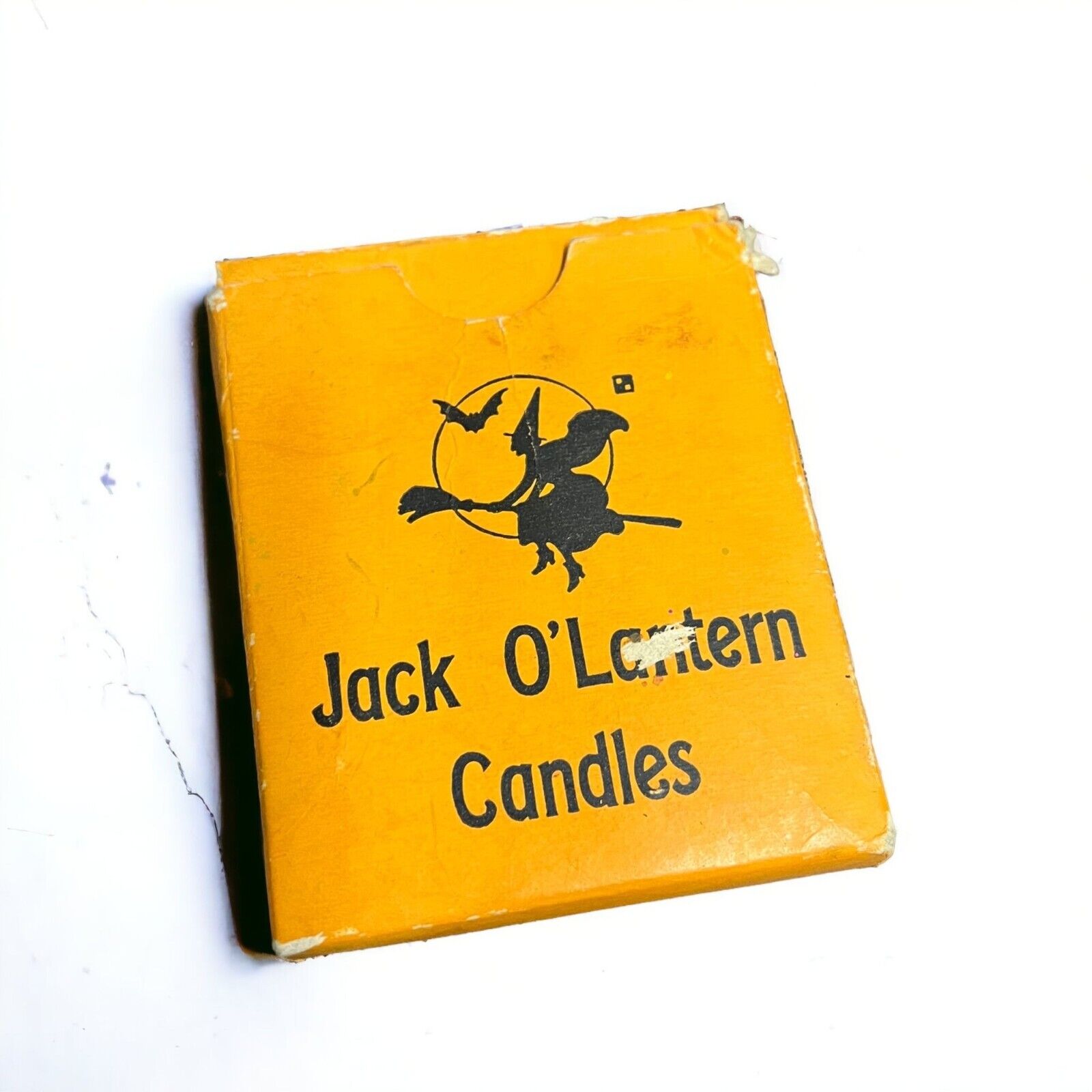 Vintage c1930s Jack O' Lantern Halloween Candlex Box w/ 2 Wax Candles