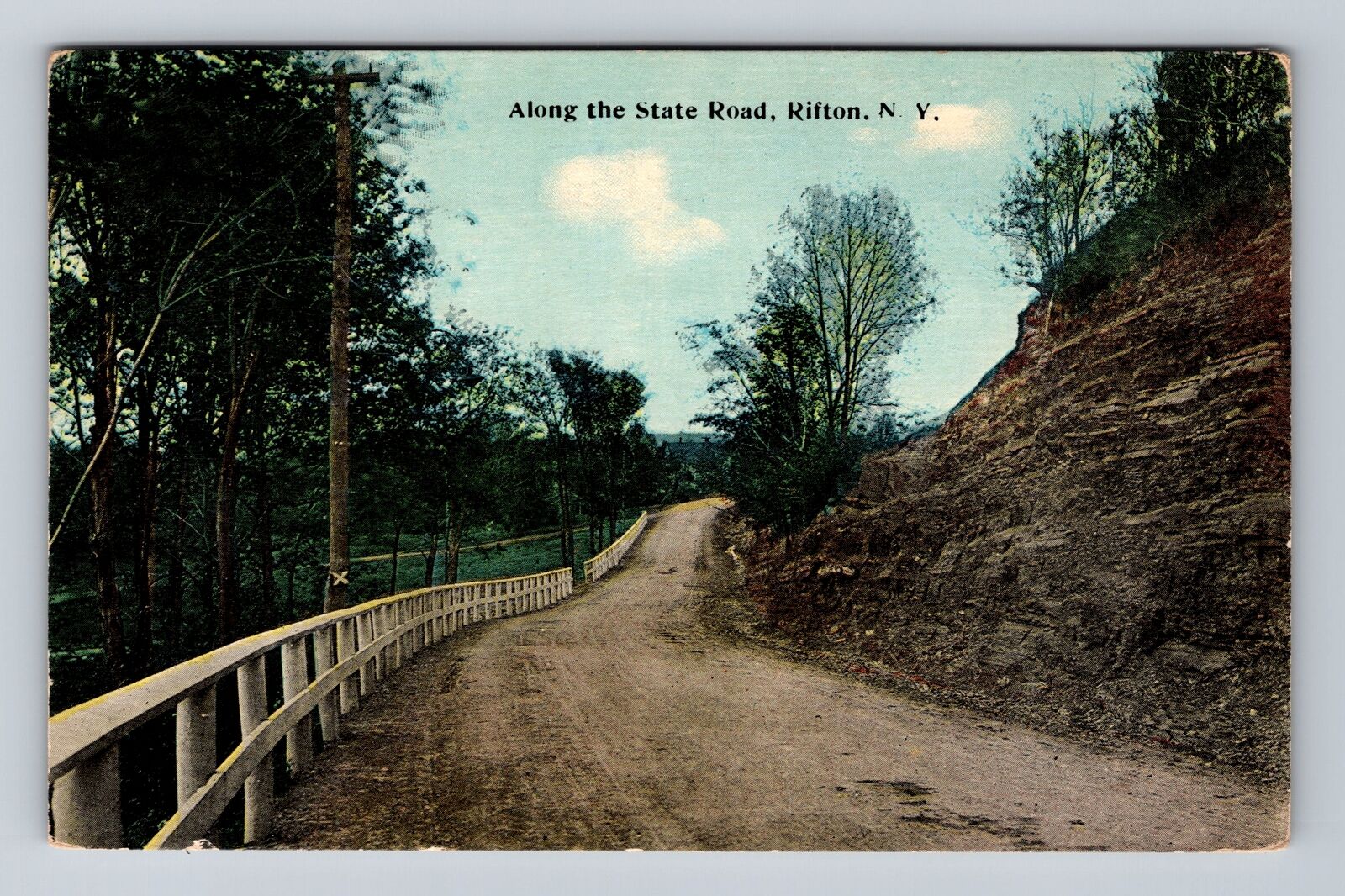 Rifton NY-New York, Scenic View Along the State Road, Antique Vintage Postcard
