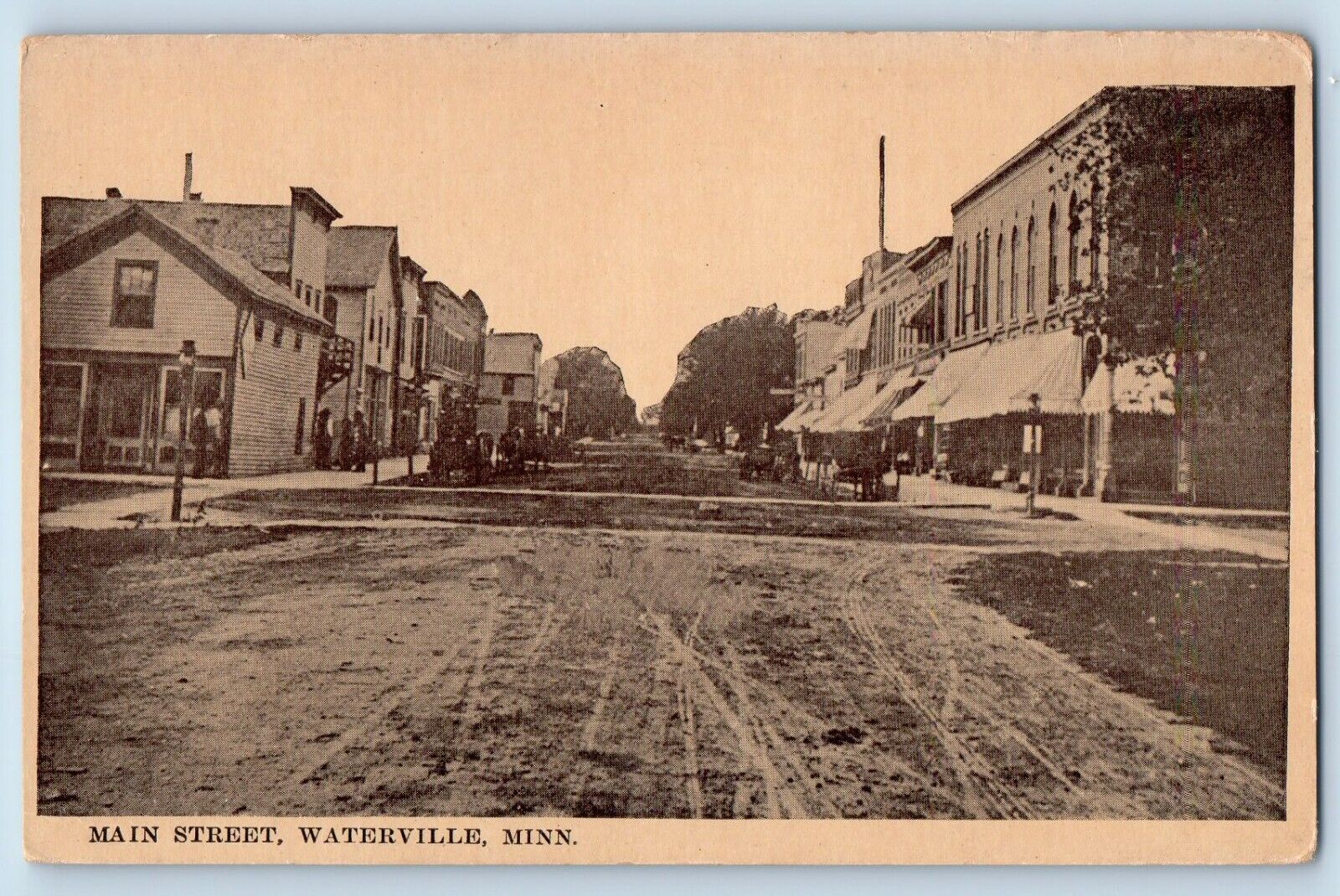 Waterville Minnesota Postcard Main Street Exterior Building View c1910 Vintage