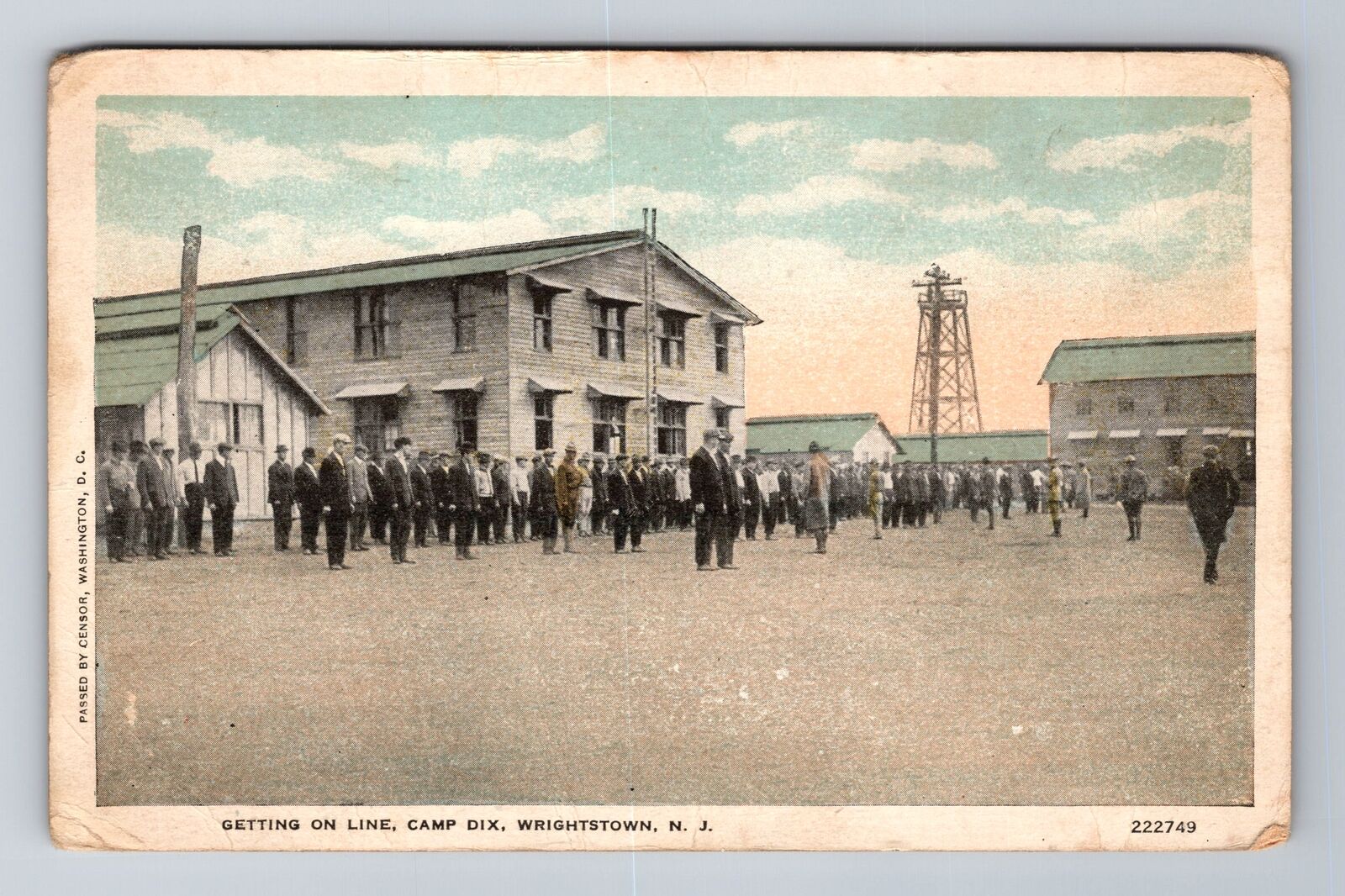 Wrightstown NJ-New Jersey, Getting On Line, Camp Dix, Vintage Postcard