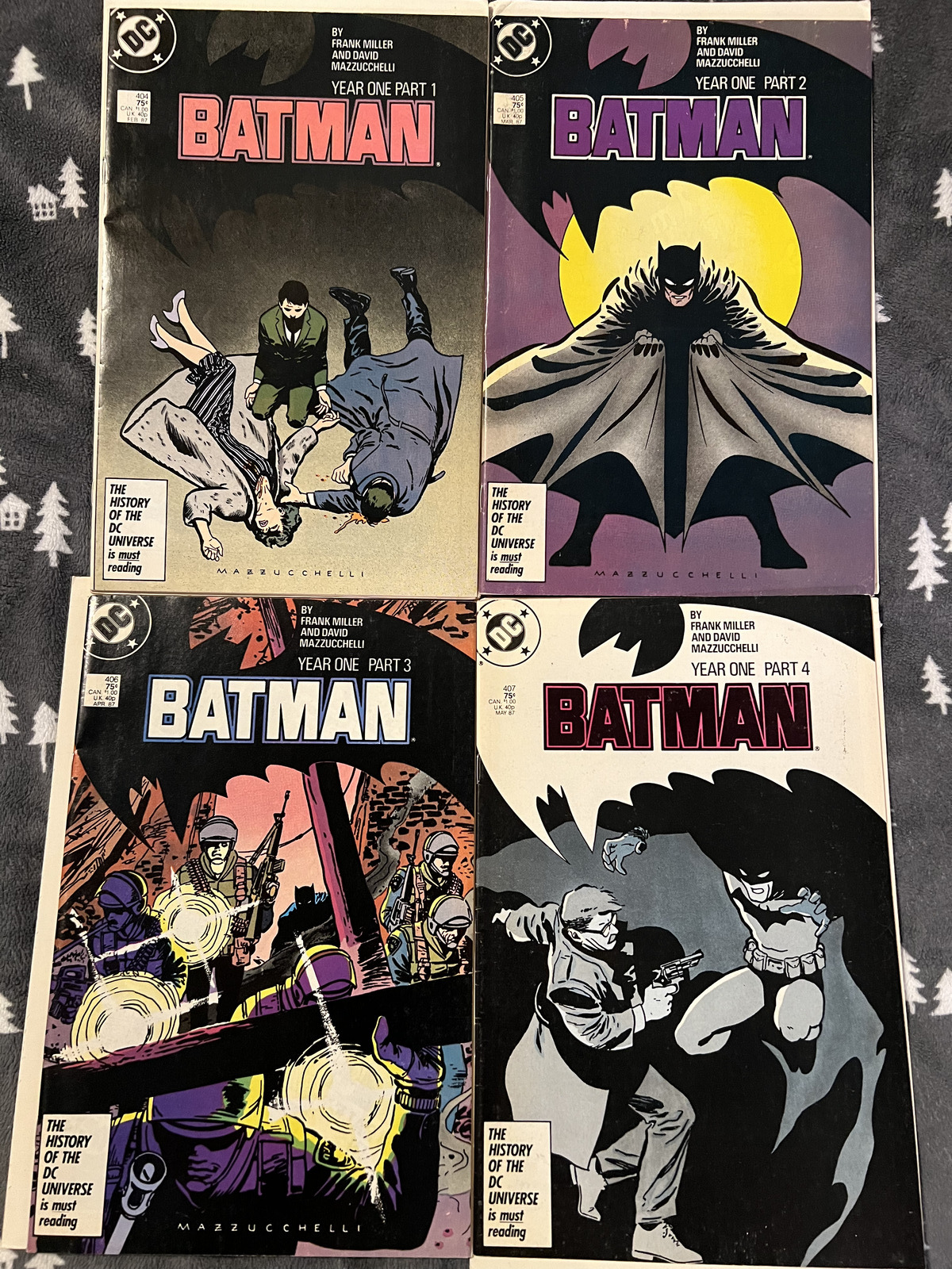 DC COMICS BATMAN YEAR ONE PART 1-4, ISSUES 404, 405, 406, 407, 1987 VF+