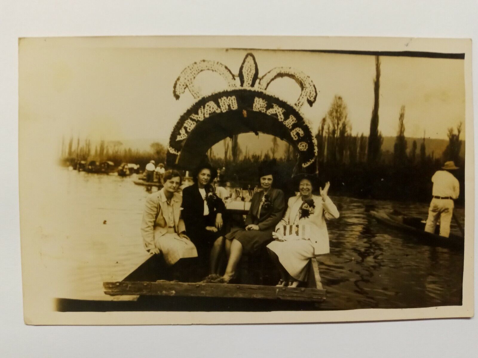 RPPC Real Photo Postcard Viva Mexico Water Parade Float Vintage
