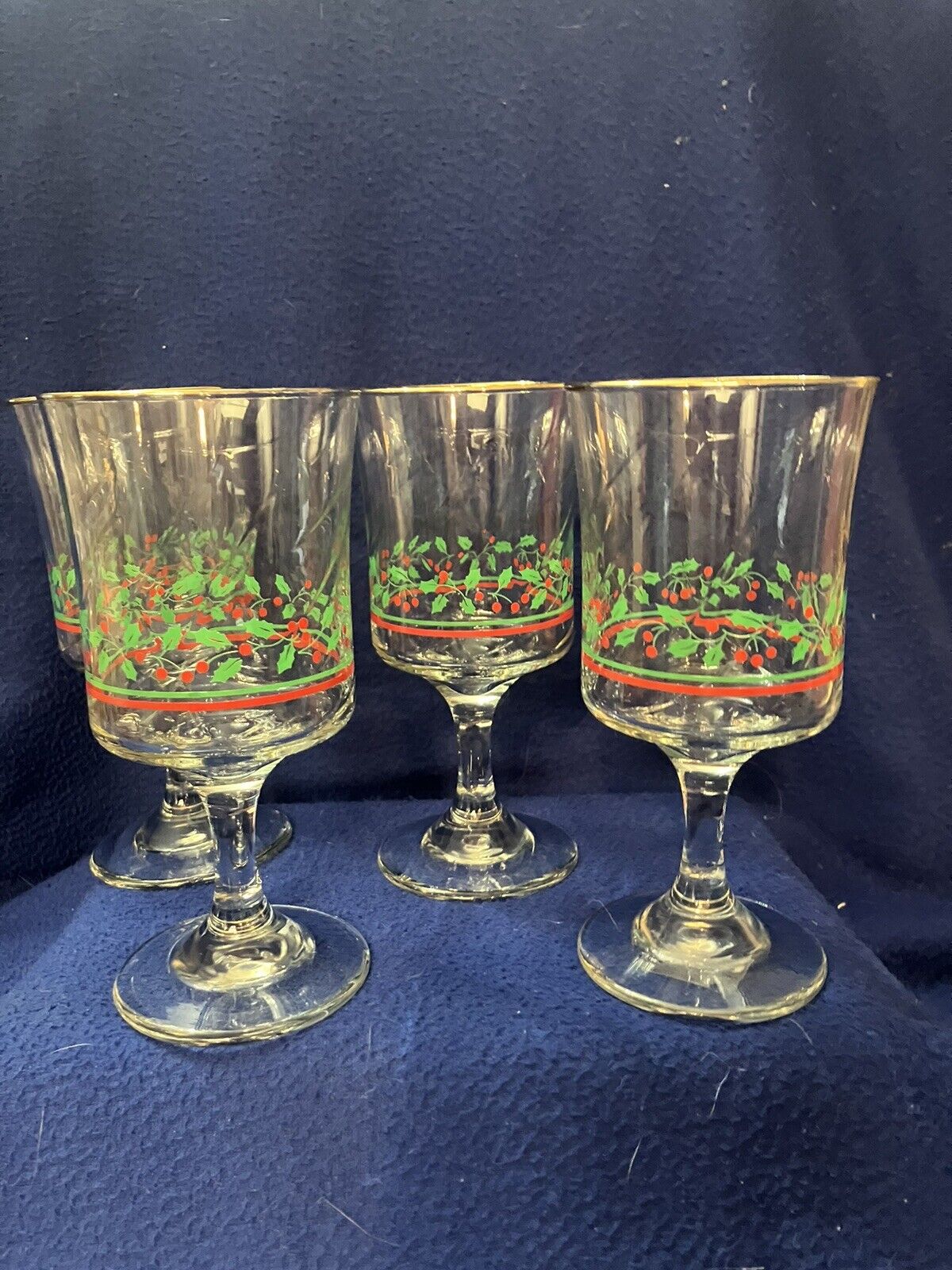 🎄Set of 4 - Vintage Arby’s Holly Berry Christmas Water Goblets