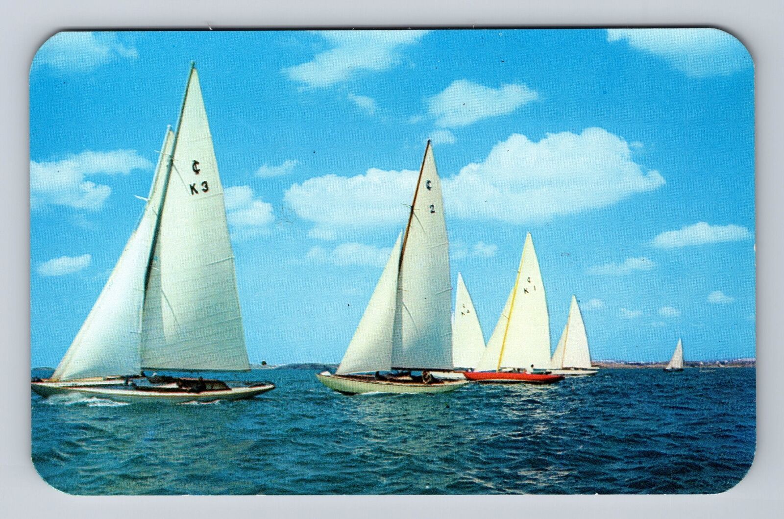 Great Sound-Bermuda, Boats on Intl One Design Class Racing Vintage Postcard