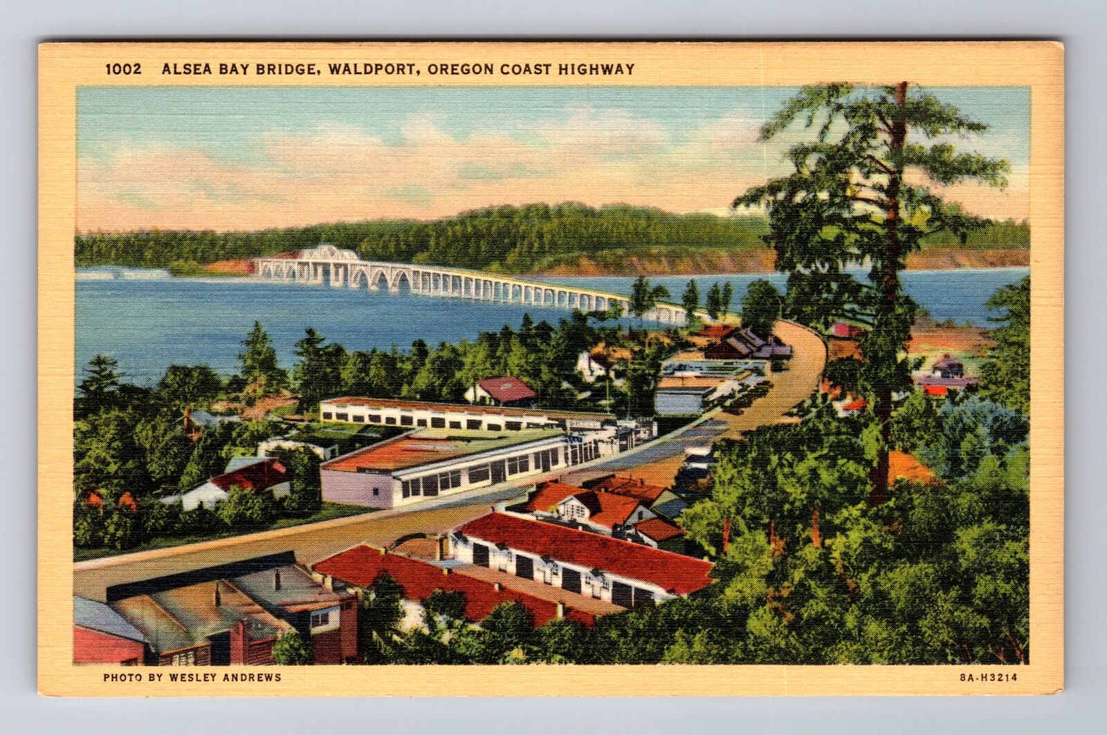Waldport OR-Oregon, Alsea Bay Bridge, Oregon Coast Highway Vintage Postcard