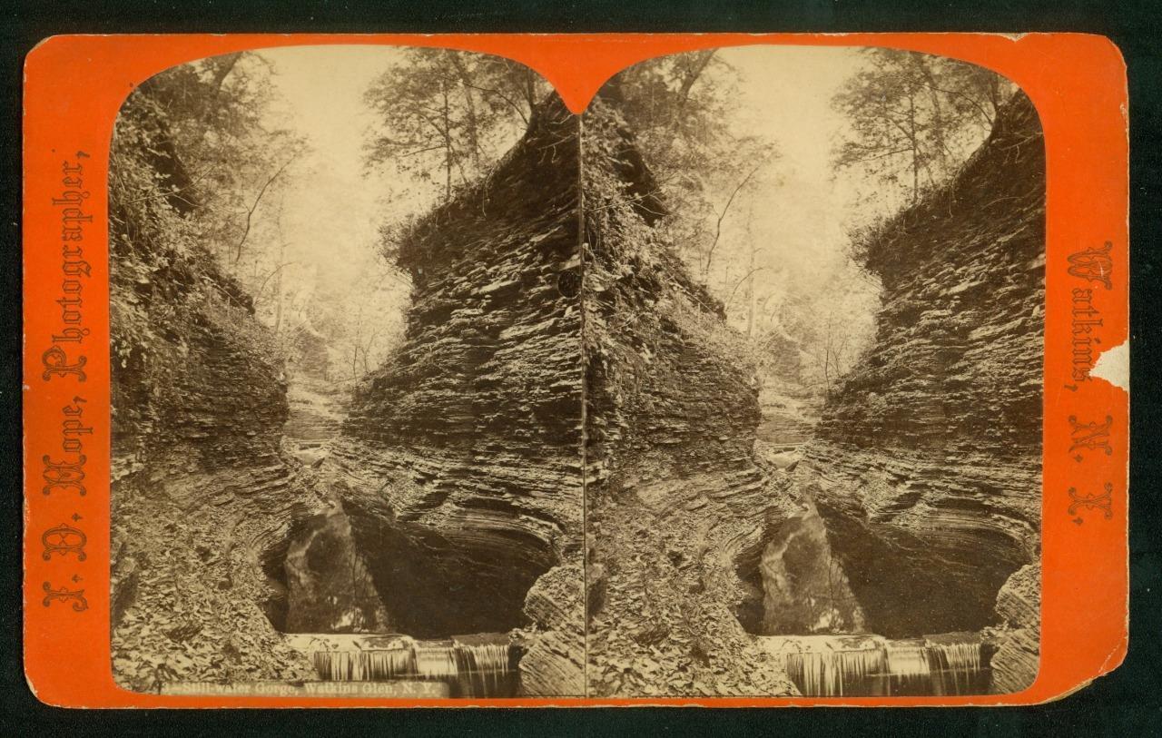 b269, James D. Hope Stereoview, #3, Still Water Gorge, Watkins Glen, NY, 1870s
