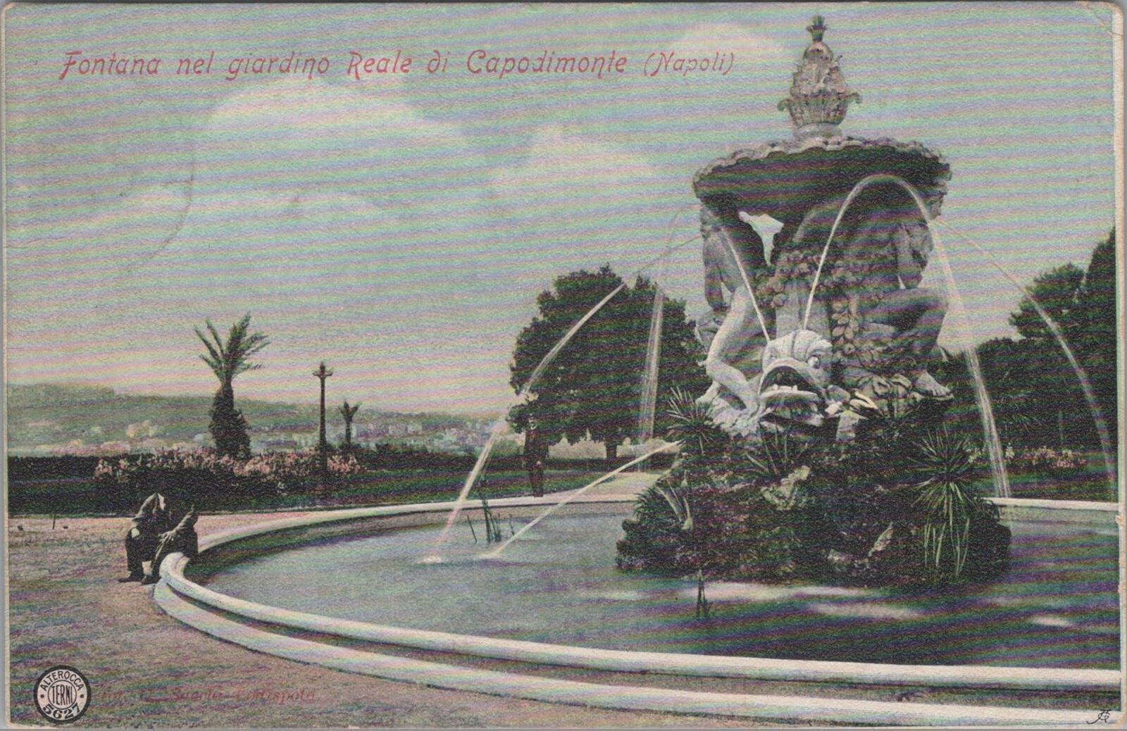 Postcard Fontana nel Giardino Reale di Capodimonte Napoli Italy Stamp