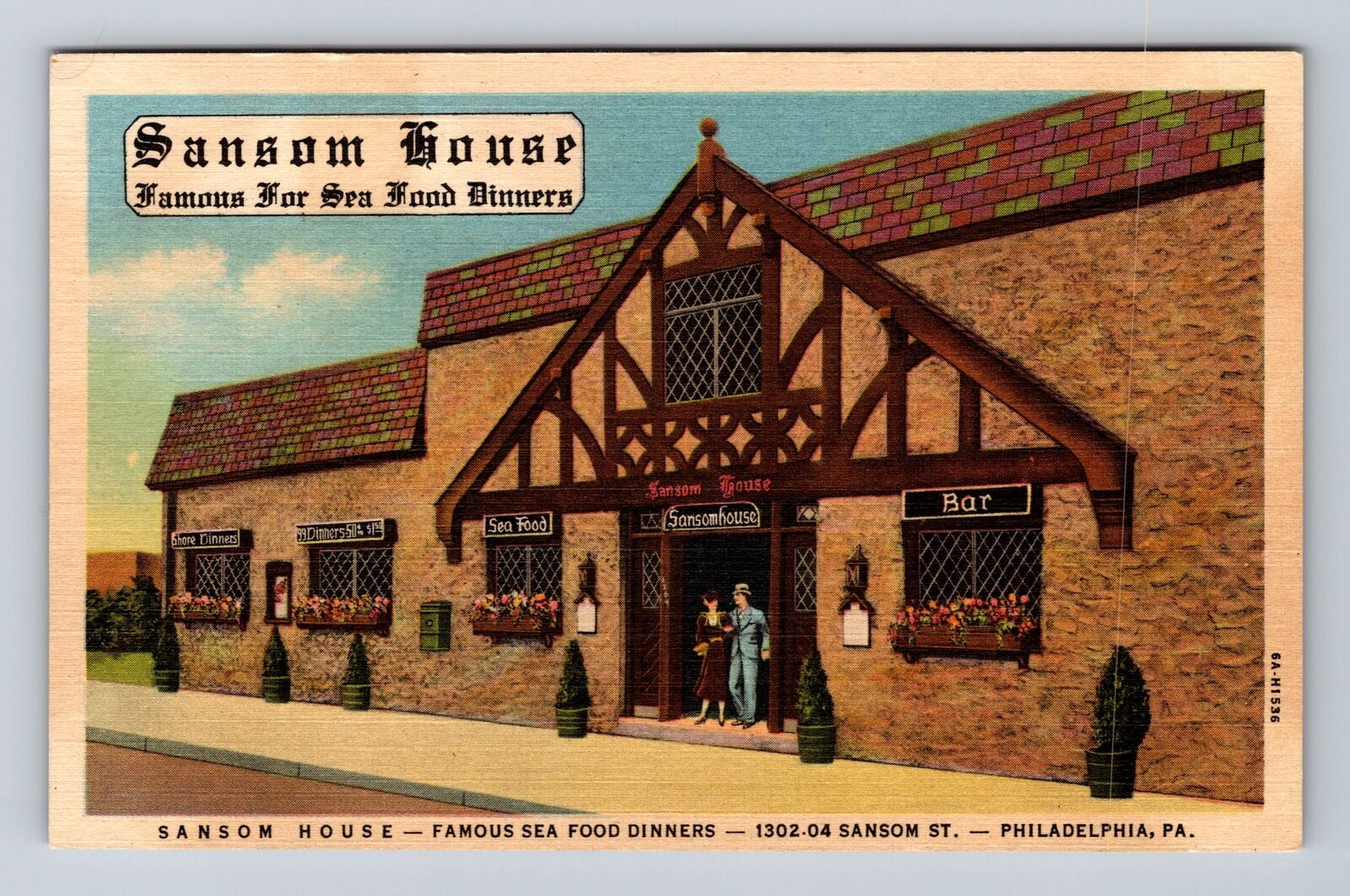 Philadelphia PA-Pennsylvania, Sansom House, Souvenir, Vintage Postcard