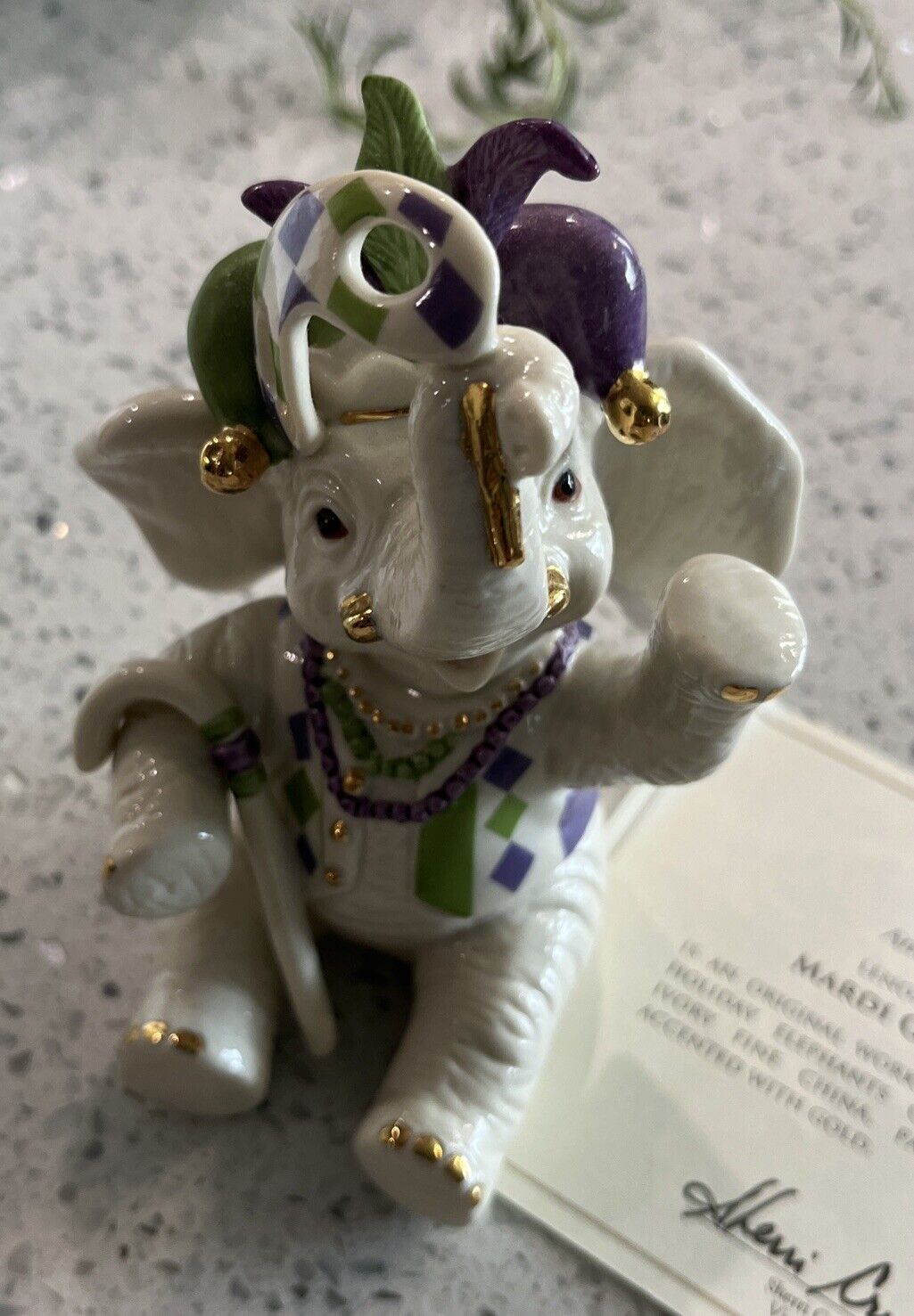 Lenox ELEPHANT MARDI GRAS New Orleans adorable &  fun collectible porcelain New