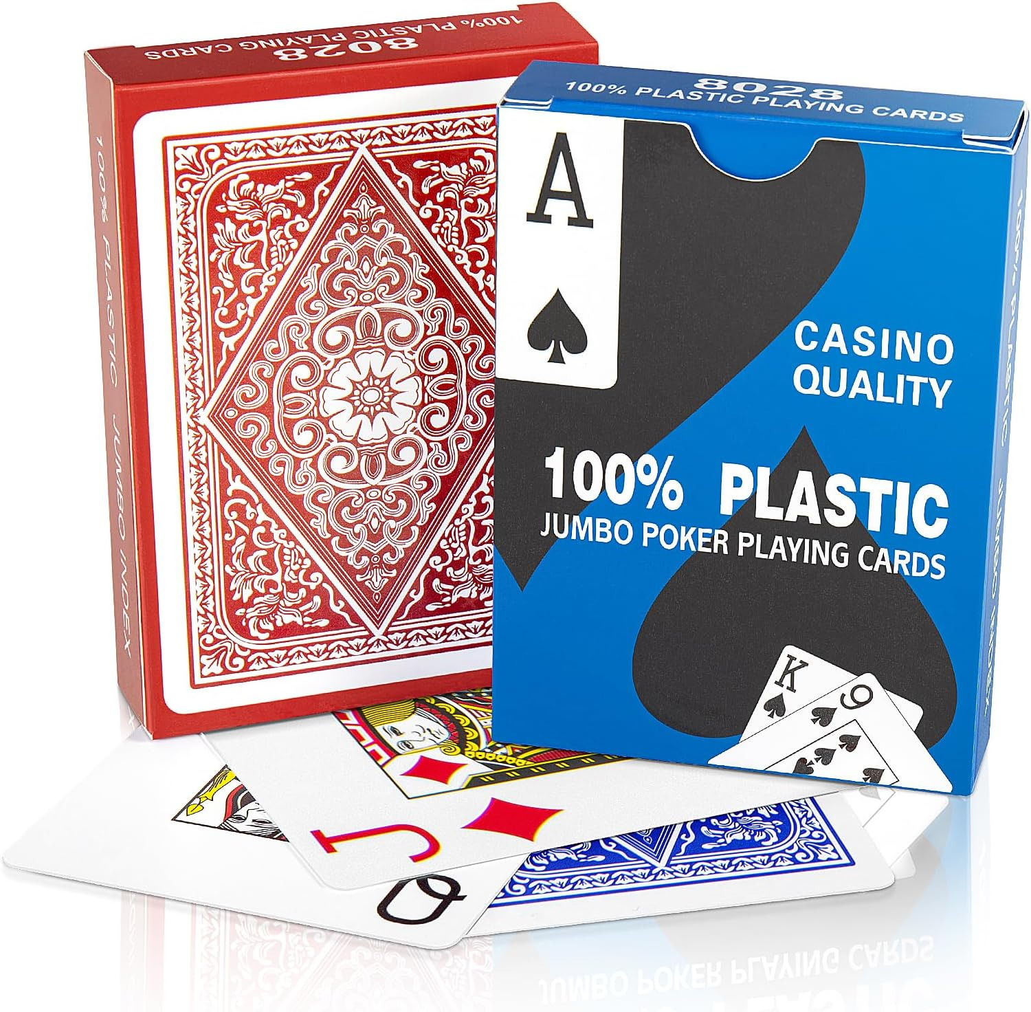 2 Decks Jumbo Playing Cards Poker Index 100% Plastic Poker (Wide) Size Large Jum