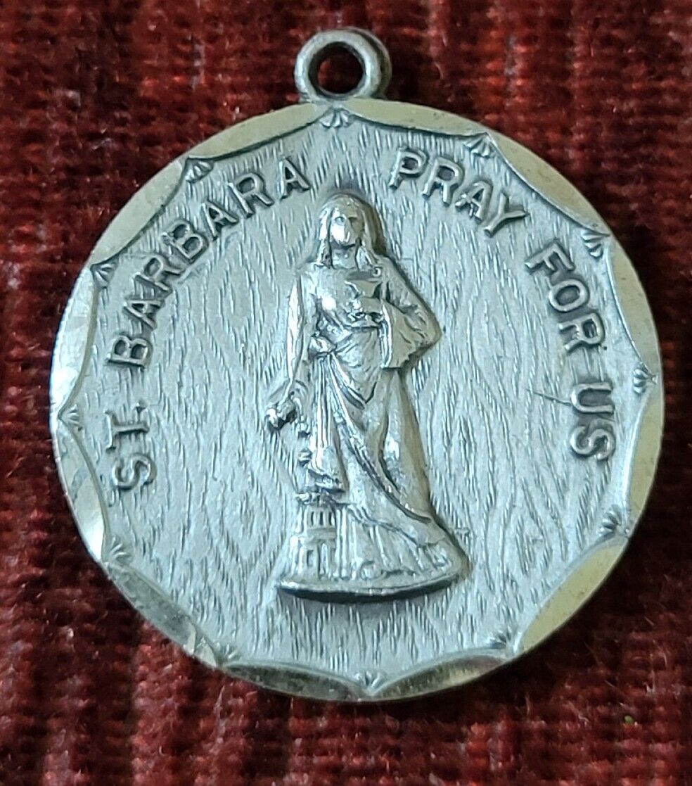 St. Barbara Sterling Vintage & New Holy Medal France Patron of Miners Catholic