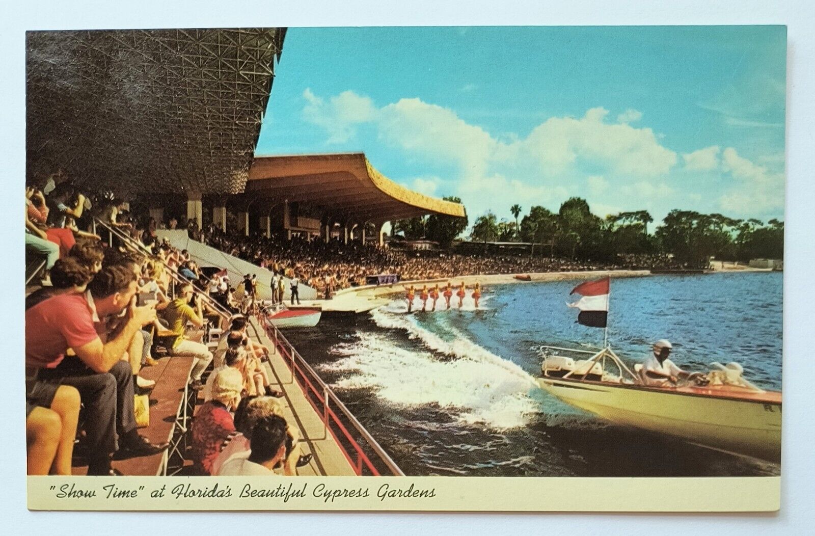 Winter Haven FL Florida Cypress Gardens Women Water Ski Show Vintage Postcard L3