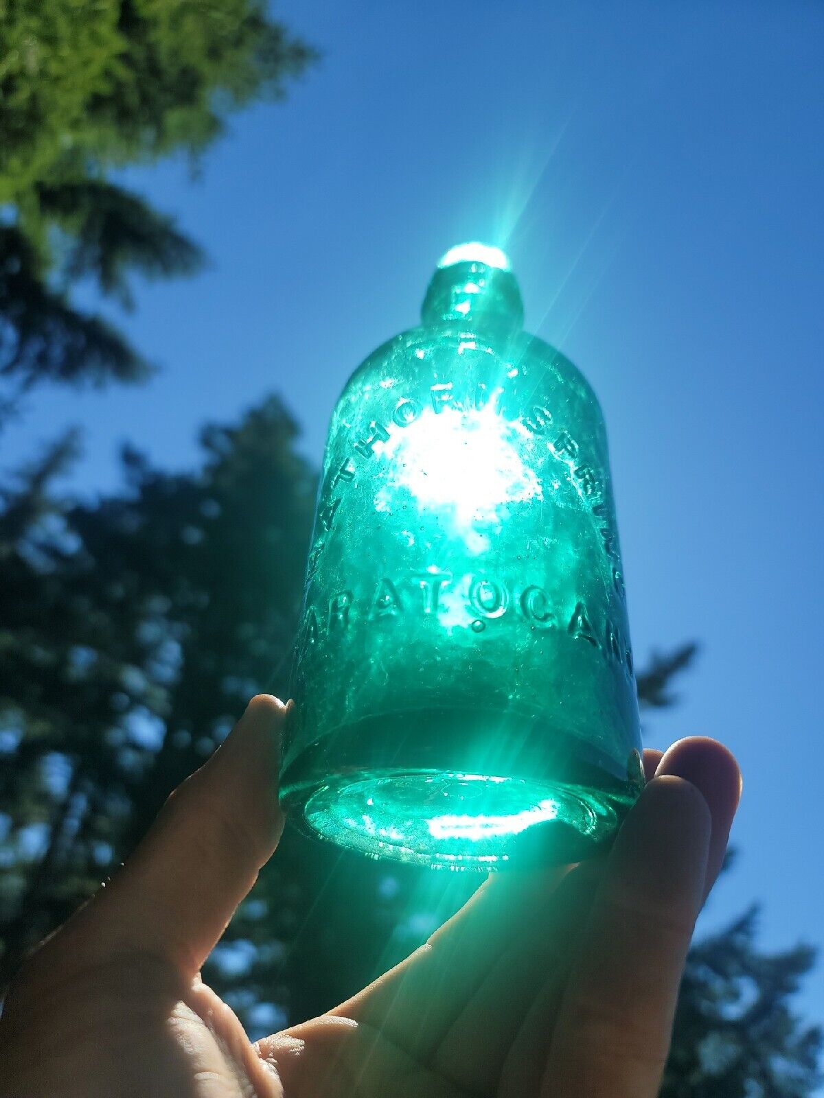 1870s Deep Emerald Hathorn Springs Bottle☆Beautiful Old green Saratoga New York