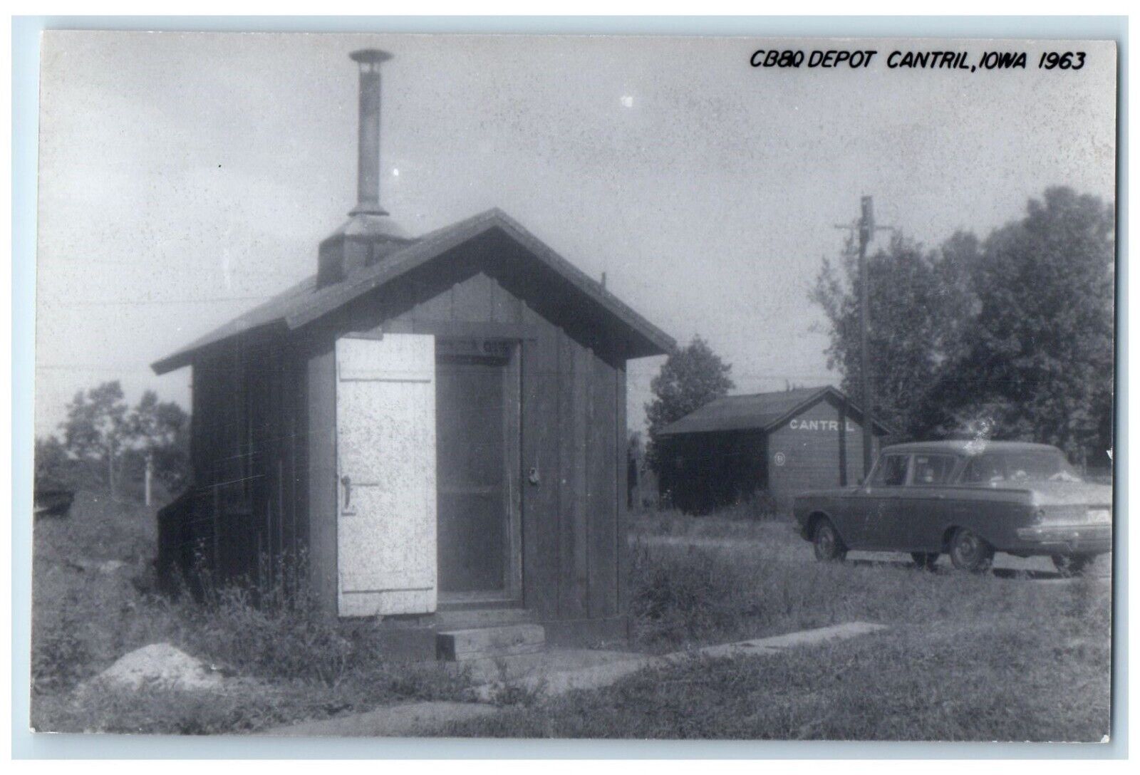 c1963 CB&Q Depot Cantril Iowa Railroad Train Depot Station RPPC Photo Postcard