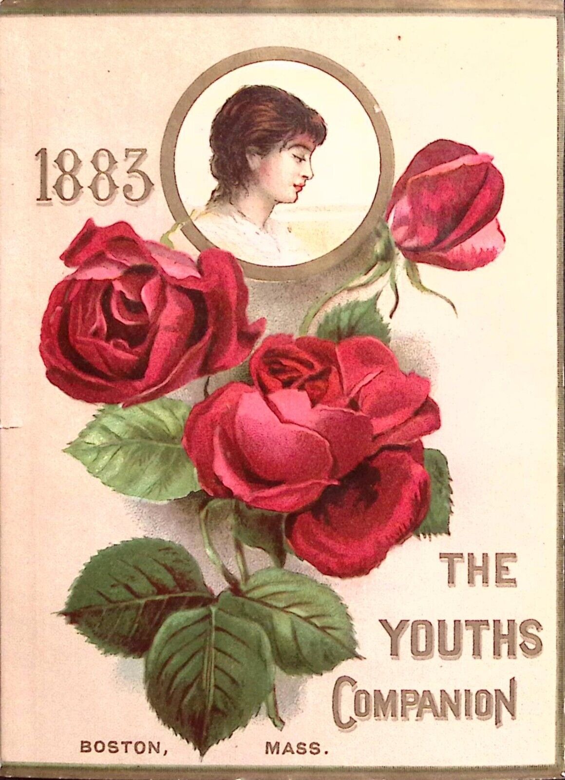 1883 THE YOUTHS COMPANION BOSTON MA CALENDAR JAN-MAR VICTORIAN TRADE CARD Z221