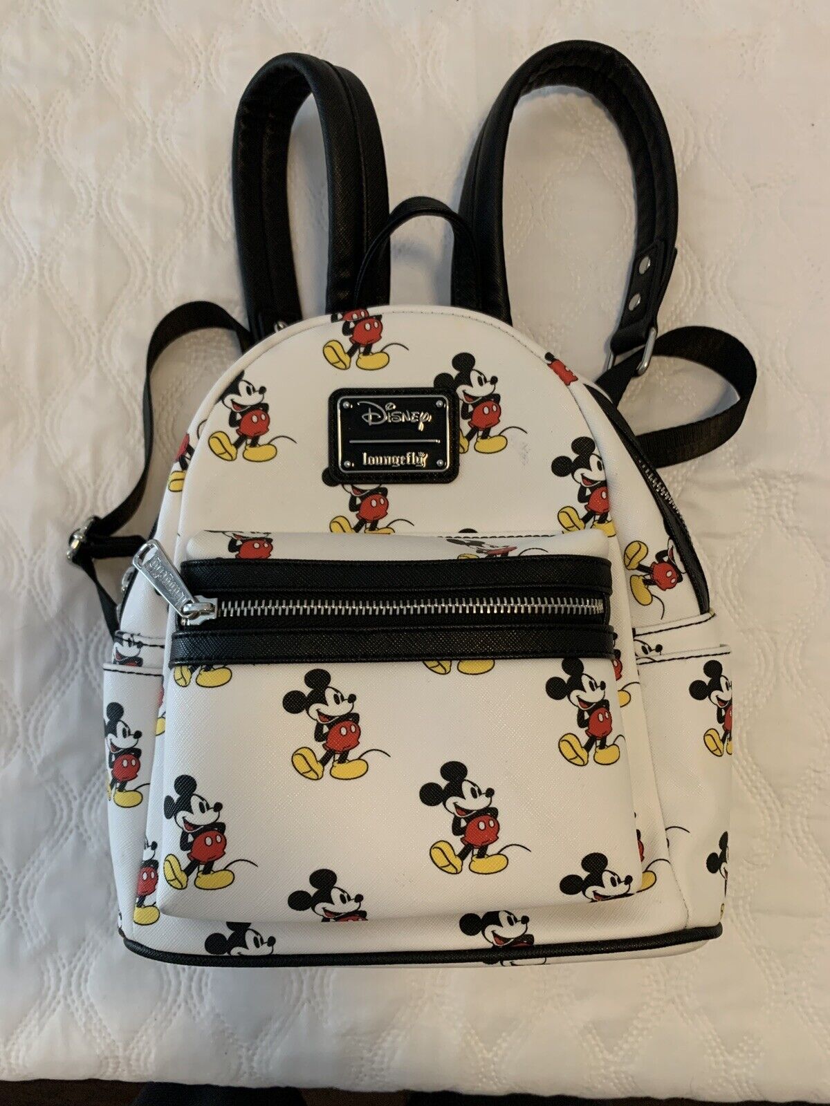 Loungefly Disney Classic Mickey Mouse All-Over Print Mini-Backpack, White
