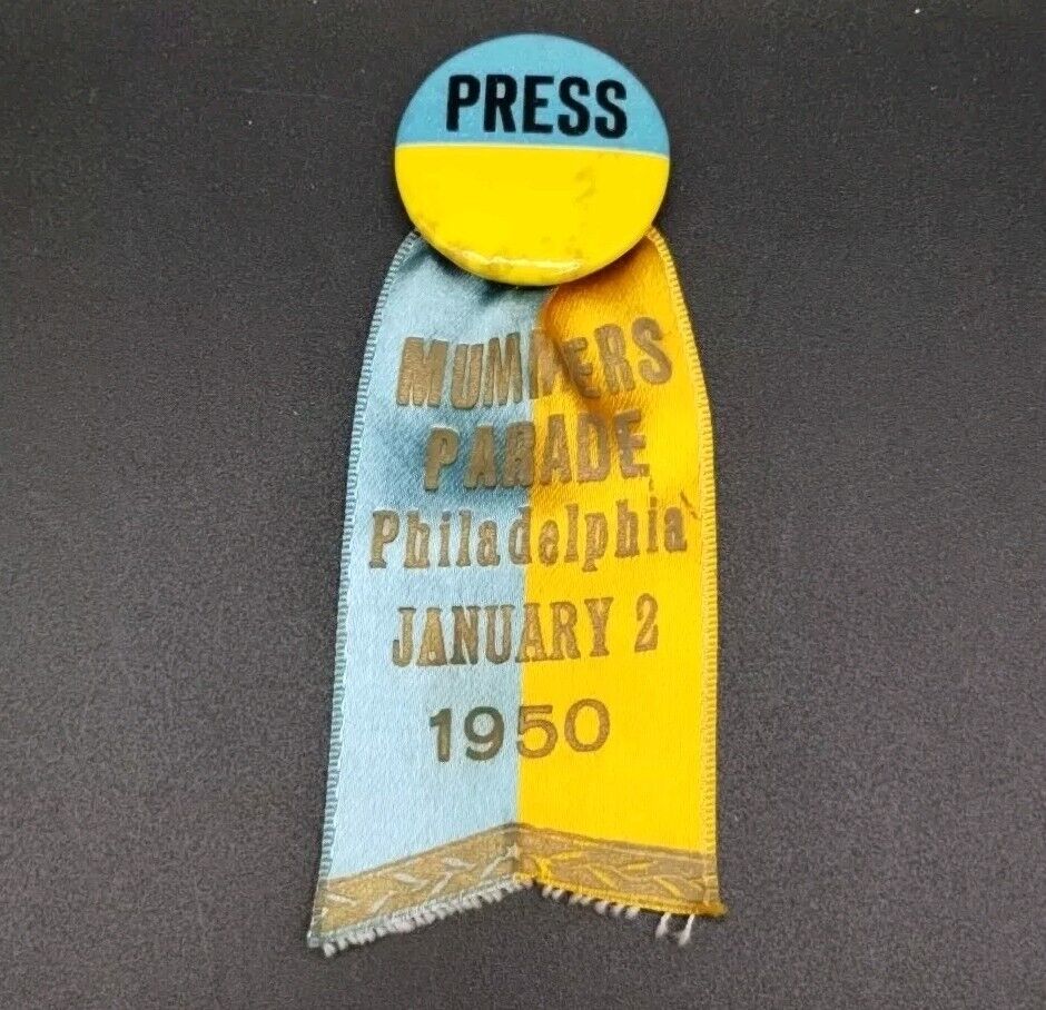 Mummer\'s Day Parade Philadelphia 1950 Press Pin Credentials Vintage A.E. Boston