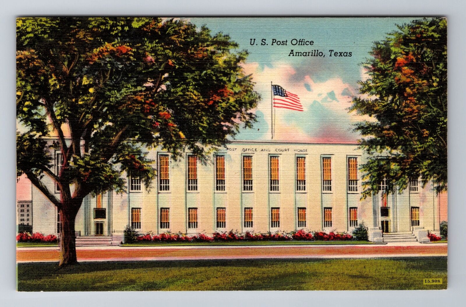 Amarillo TX-Texas, US Post Office, Antique, Vintage Souvenir Postcard