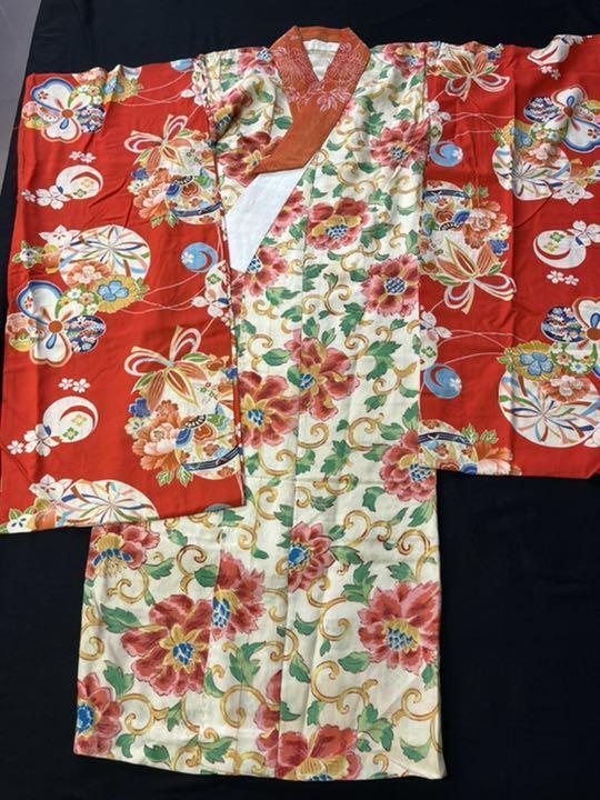 Antique Children\'S Long Undergarment Kimono Showa Retro Remake Material Old Clot