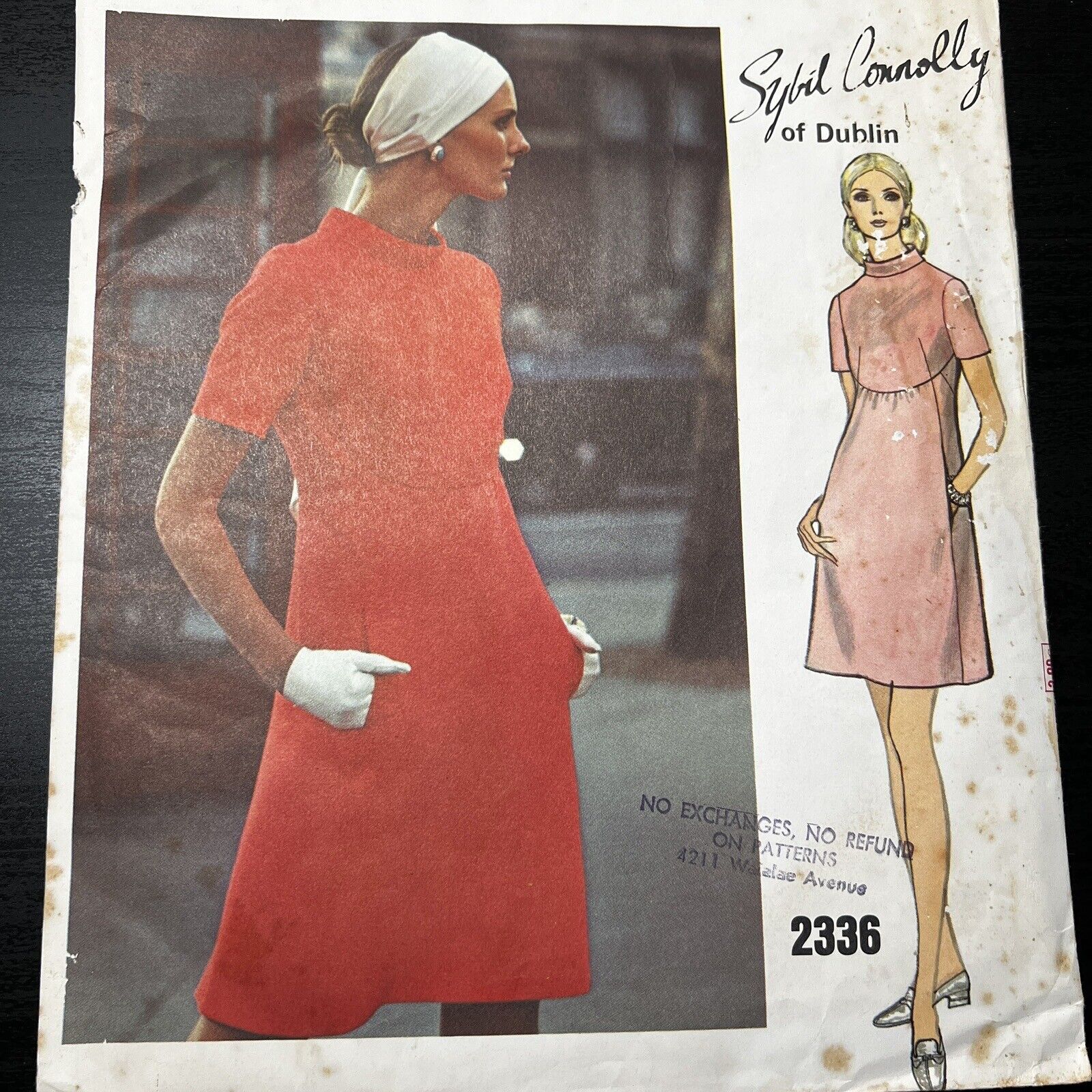 Vintage 60s Vogue 2336 Sybil Connolly Curved Seam Dress Sewing Pattern 10 UNCUT
