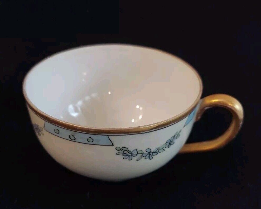 Vintage Hand Painted Nippon Bone China Tea Cup Gold Details Pre 1922