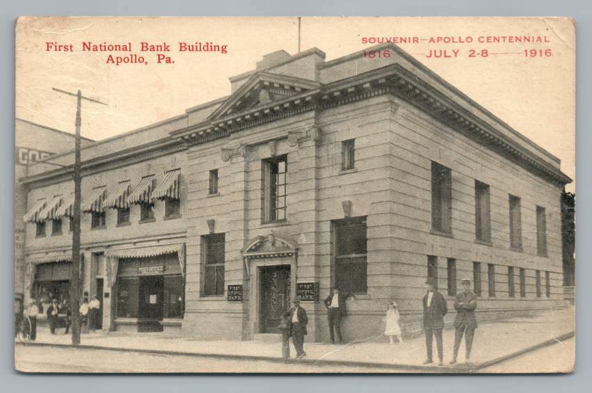 First National Bank APOLLO Pennsylvania Centennial Postcard 1916