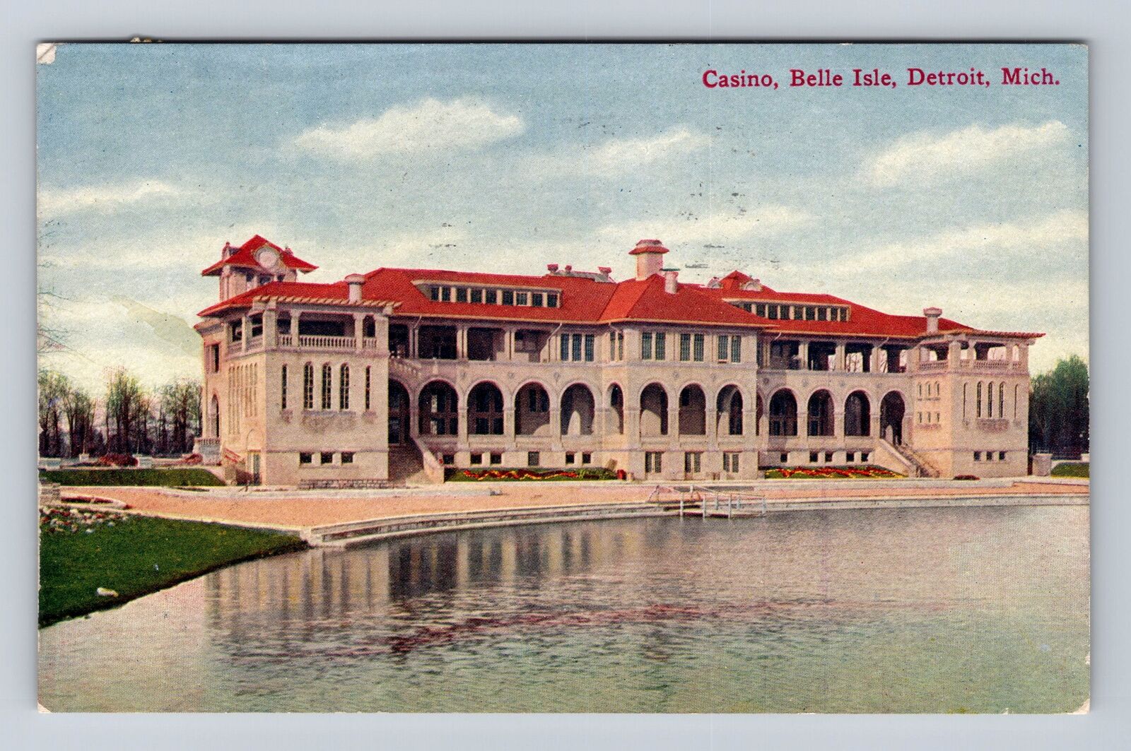 Detroit MI- Michigan, Casino, Belle Isle, Antique, Vintage c1911 Postcard