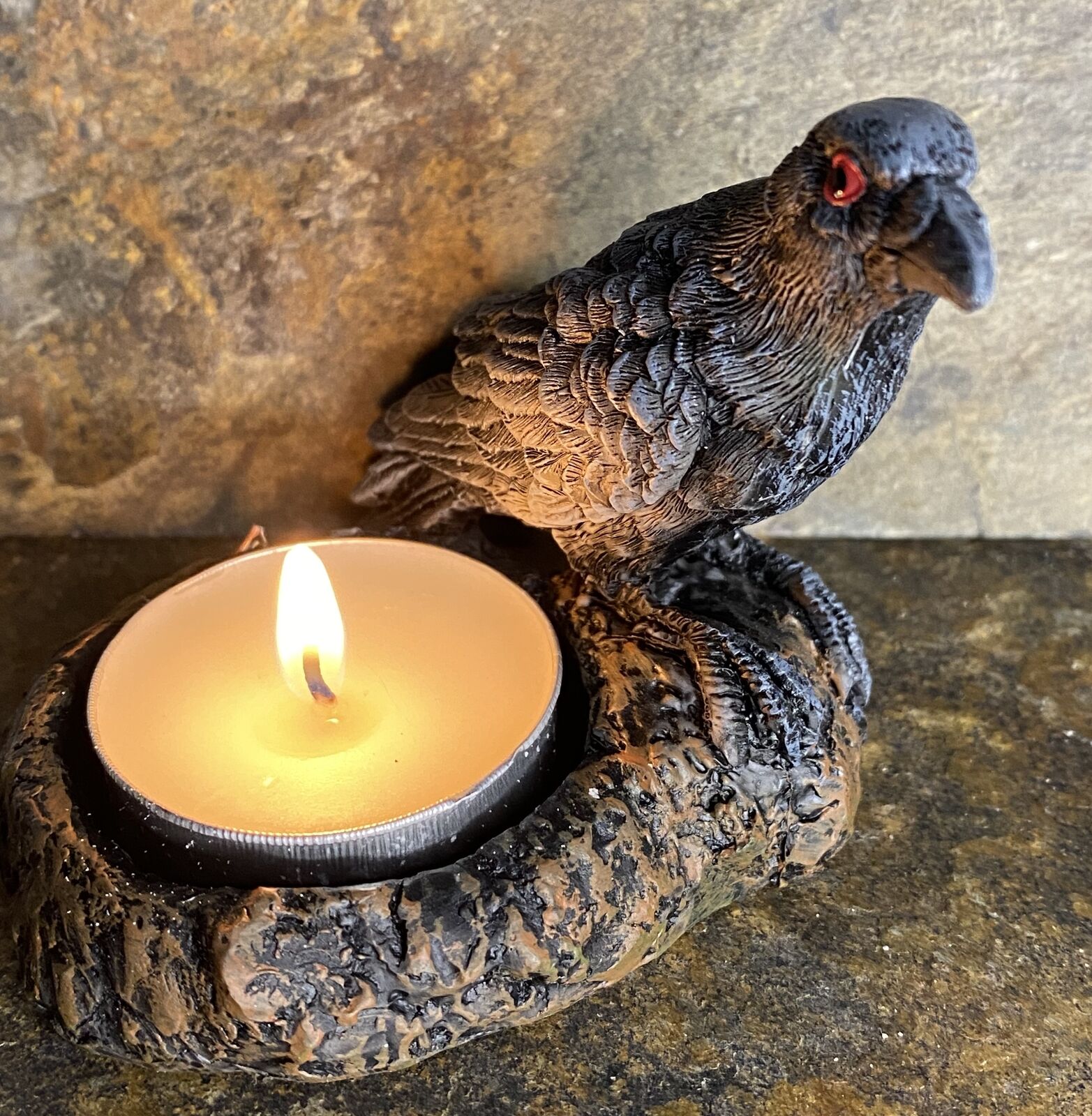 Black Raven or Crow  Tealight Candle Holder 29177G