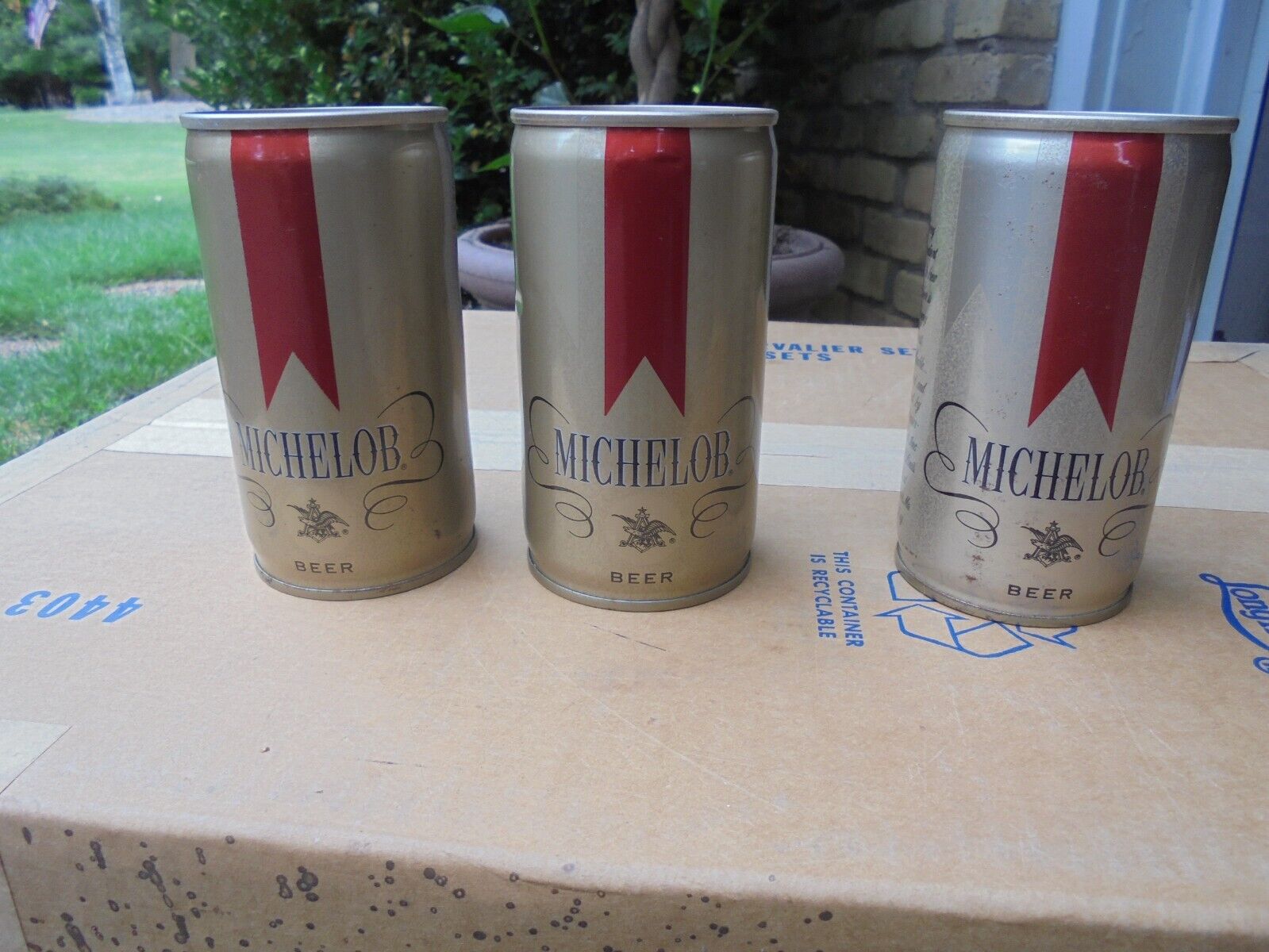 lot of 3 Michelob beer cans Crimp steel bottom opened