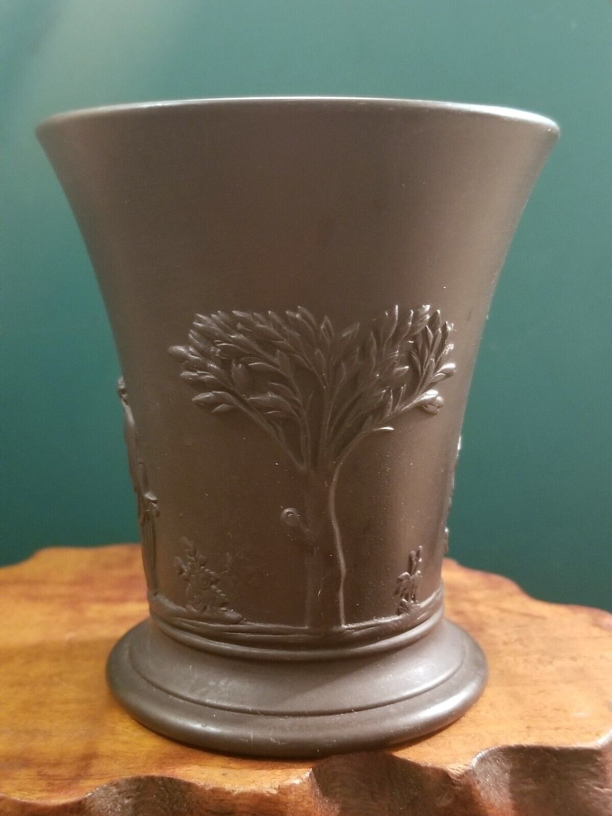 Rare 1960s Wedgwood Black Basalt Jasperware Vase 3.75
